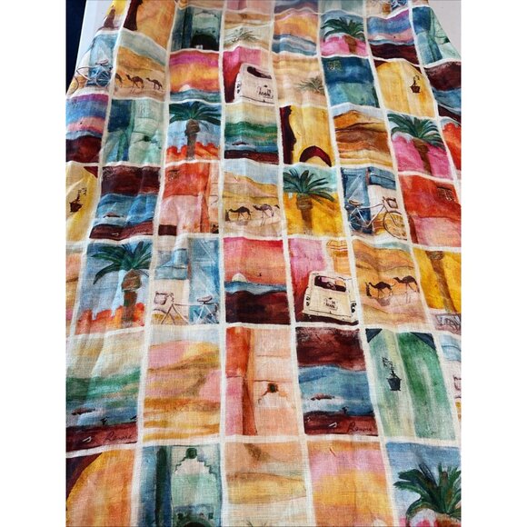 ROAME Raphia V Neck Midi Linen Dress Casablanca Print size 1 US SM - Picture 11 of 12